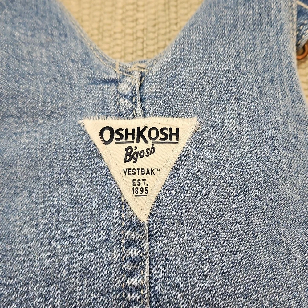 OshKosh B'gosh Girls Denim Floral Overall Dress Jumper Size 4T Vestbak